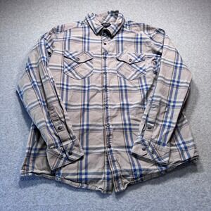 5.11 Tactical Mens Plaid Long Sleeve Snap Front Shirt Tan Blue Cotton Large
